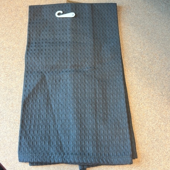 Grey Tea Towel with a white Embroidered Cat and “you had me at MEOW” 18”x28” - Picture 3 of 5